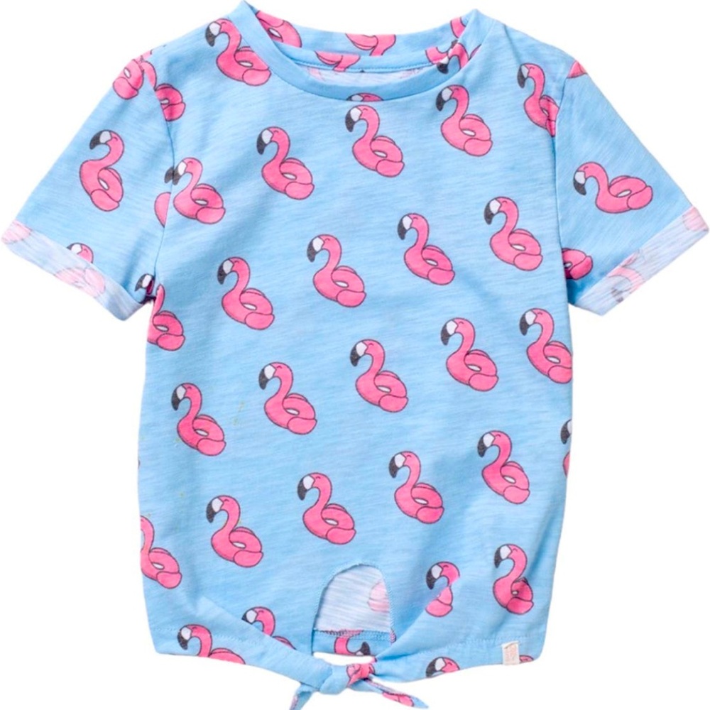 Blue Flamingo Print Girl’s Top 5T and 6X NWT